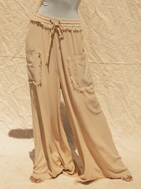 NEW Free People FP Movement Sure Thing Wide Leg Palazzo Pant Cream Size XS Boho